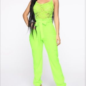 Quinn PaperBag Jumpsuit - Neon lime